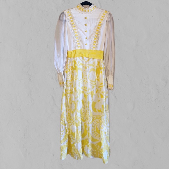Dresses & Skirts - Vintage 60s/70s Maxi Dress, Size: Small, Yellow and White